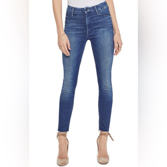 Mother Denim 29 high waisted looker ankle fray skinny Jeans stretch blue - Picture 3 of 15